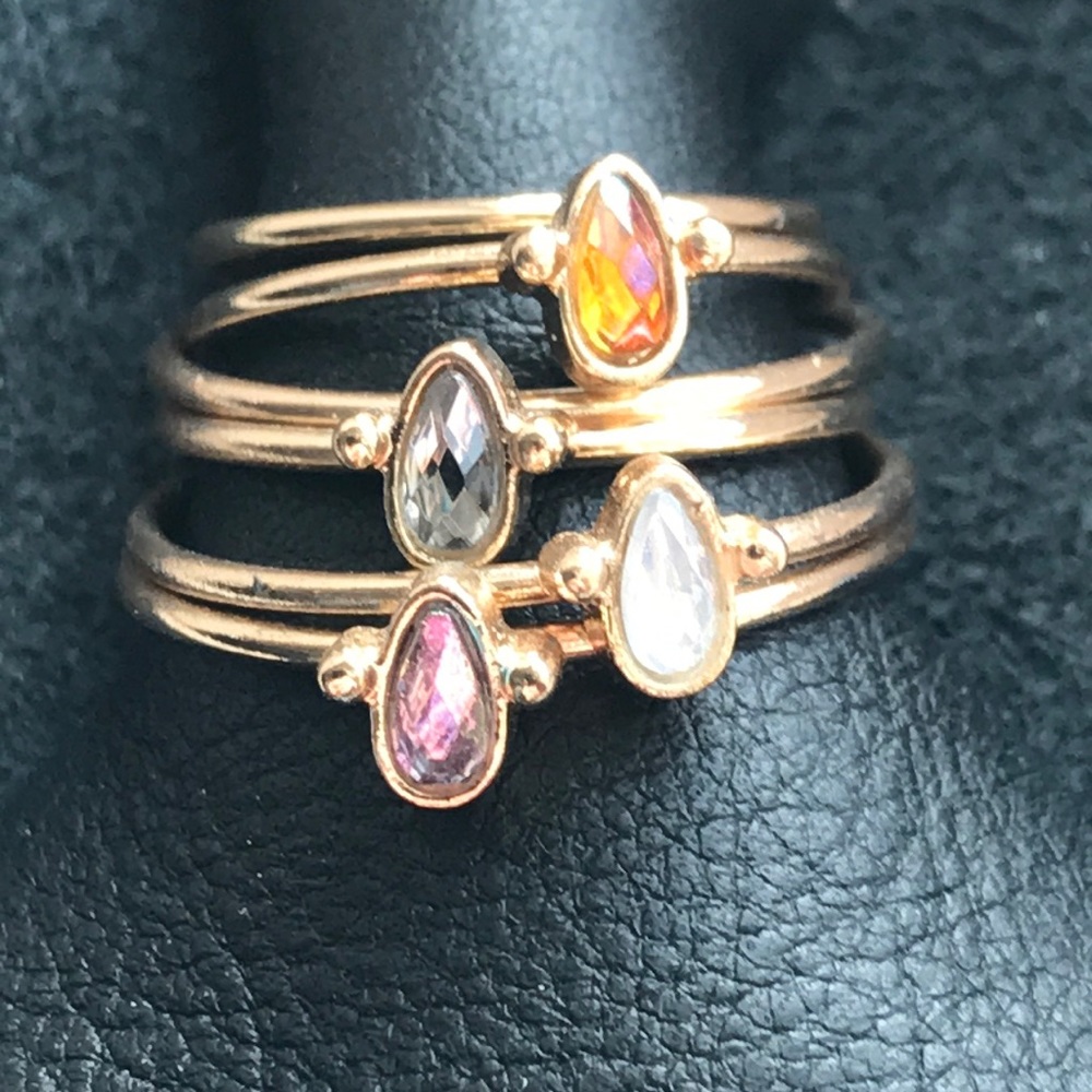 NWT Free People gold gemstone stacking rings